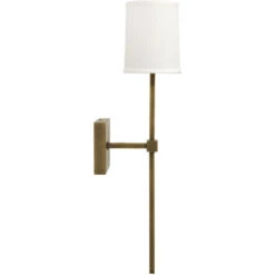 Minerva 1 Light 5 Inch Antique Brass & White Linen Wall Sconce Wall Light -Outlet Jamie Aura Store 4mine scab 2 1