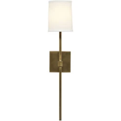 Minerva 1 Light 5 Inch Antique Brass & White Linen Wall Sconce Wall Light -Outlet Jamie Aura Store 4mine scab 6 1