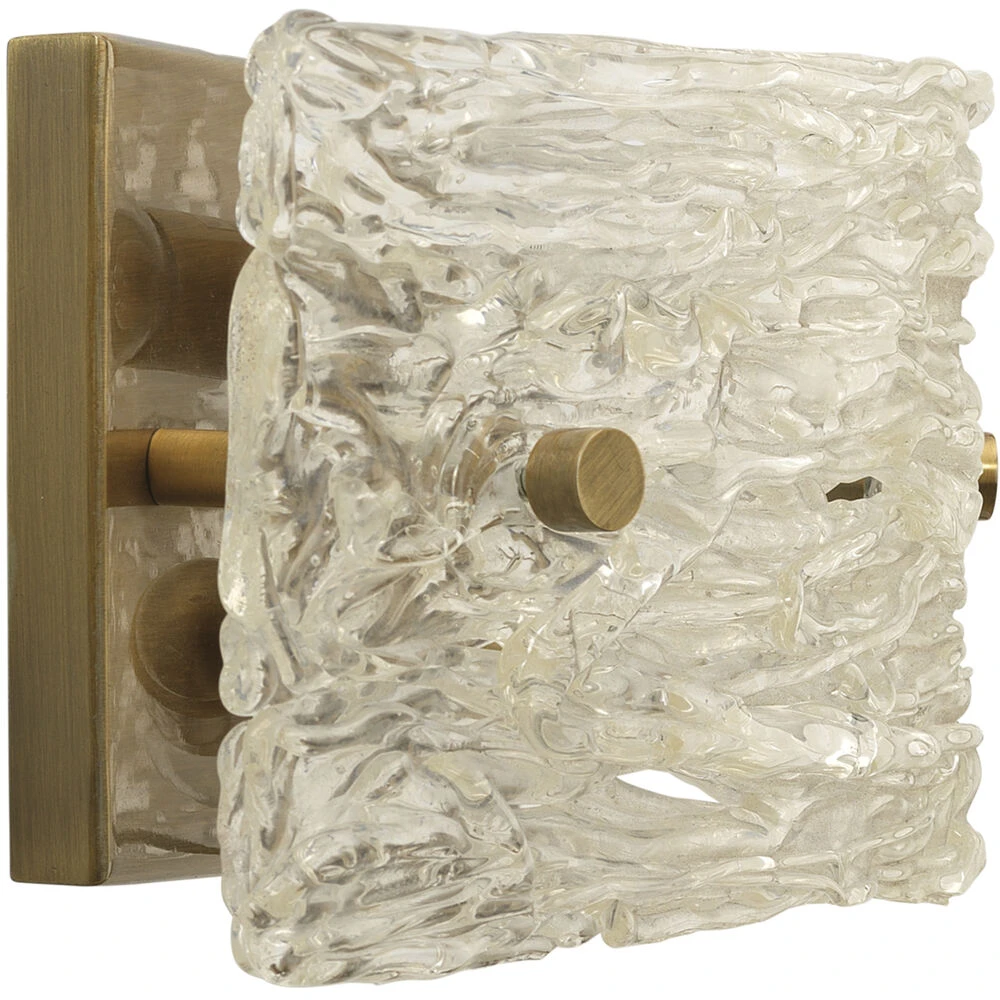 Swan Curved Glass 2 Light 12 Inch Clear Textured Glass W/ Antique Brass Wall Sconce Wall Light 6 Swan Curved Glass 2 Light 12 Inch Clear Textured Glass W/ Antique Brass Wall Sconce Wall Light - Image 6