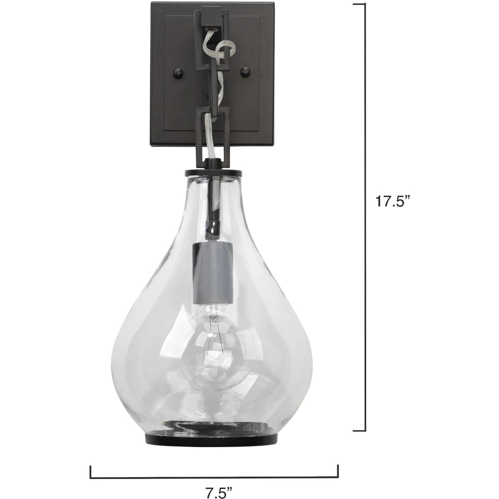 Tear Drop 1 Light 8 Inch Clear Glass & Oil Rubbed Bronze Metal Wall Sconce Wall Light 2 Tear Drop 1 Light 8 Inch Clear Glass & Oil Rubbed Bronze Metal Wall Sconce Wall Light - Image 2