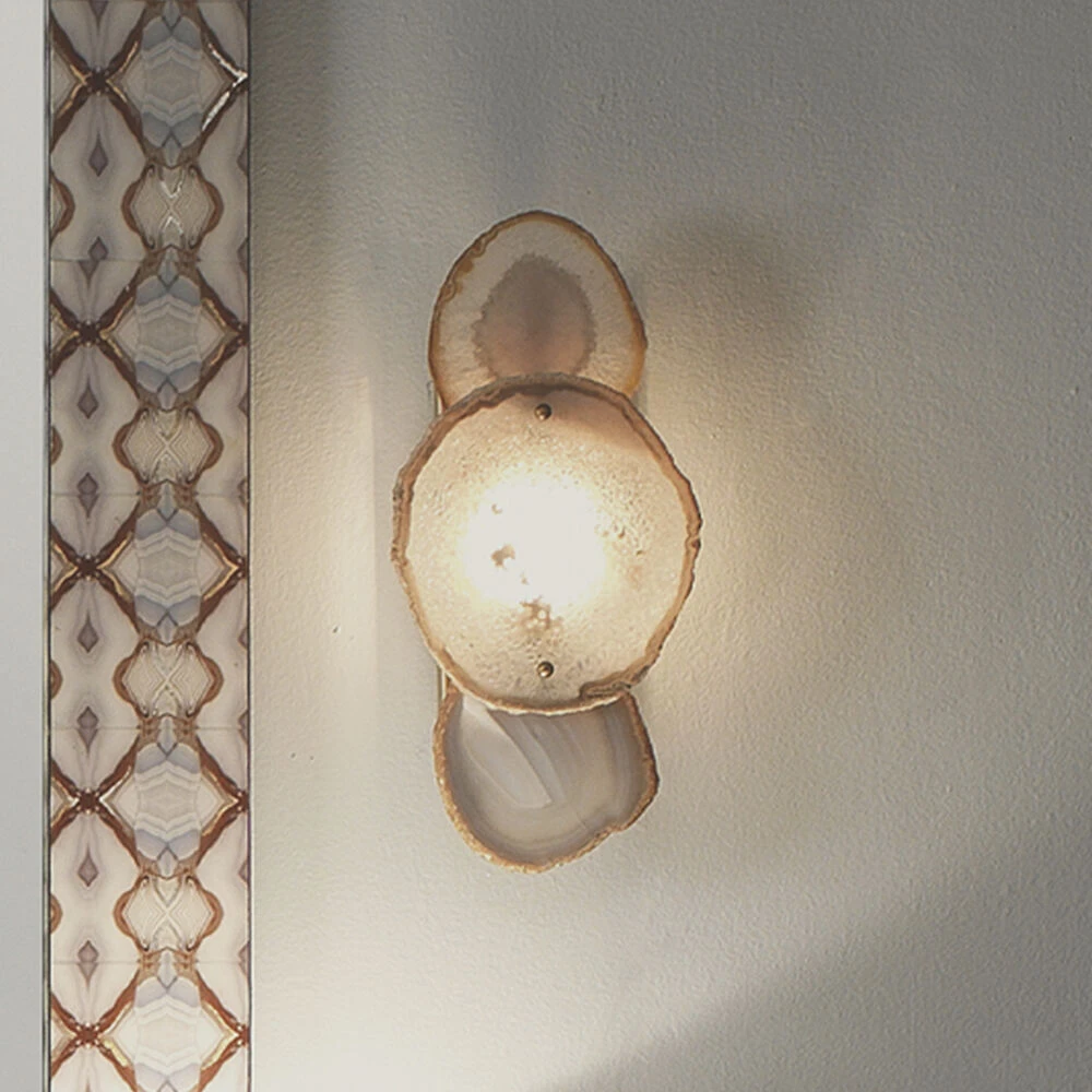 Trinity 1 Light 7 Inch Pale Lavender Agate & Antique Brass Wall Sconce Wall Light 4 Trinity 1 Light 7 Inch Pale Lavender Agate & Antique Brass Wall Sconce Wall Light - Image 4