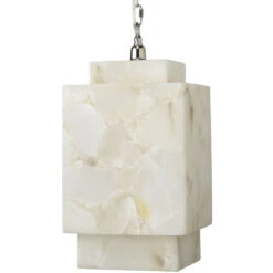 Borealis 1 Light 9 Inch Alabaster Pendant Ceiling Light, Cube -Outlet Jamie Aura Store 5borcub pewh 10