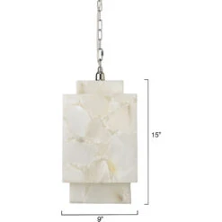 Borealis 1 Light 9 Inch Alabaster Pendant Ceiling Light, Cube -Outlet Jamie Aura Store 5borcub pewh 2