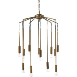 Cascade 12 Light 26 Inch Antique Brass Pendant Ceiling Light