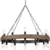 Cirque 24 Light 48 Inch Salvaged Grey Oak & Oil Rubbed Bronze Chandelier Ceiling Light