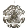 Constellation Round 12 Light 30 Inch Antique Mercury Glass & Champagne Leaf Chandelier Ceiling Light