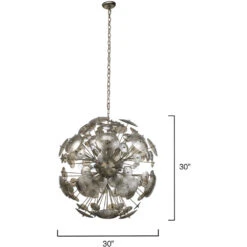 Constellation Round 12 Light 30 Inch Antique Mercury Glass & Champagne Leaf Chandelier Ceiling Light -Outlet Jamie Aura Store 5cons mgch 2 1