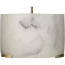 Elancourt 3 Light 17 Inch White Faux Alabaster & Antique Brass Pendant Ceiling Light