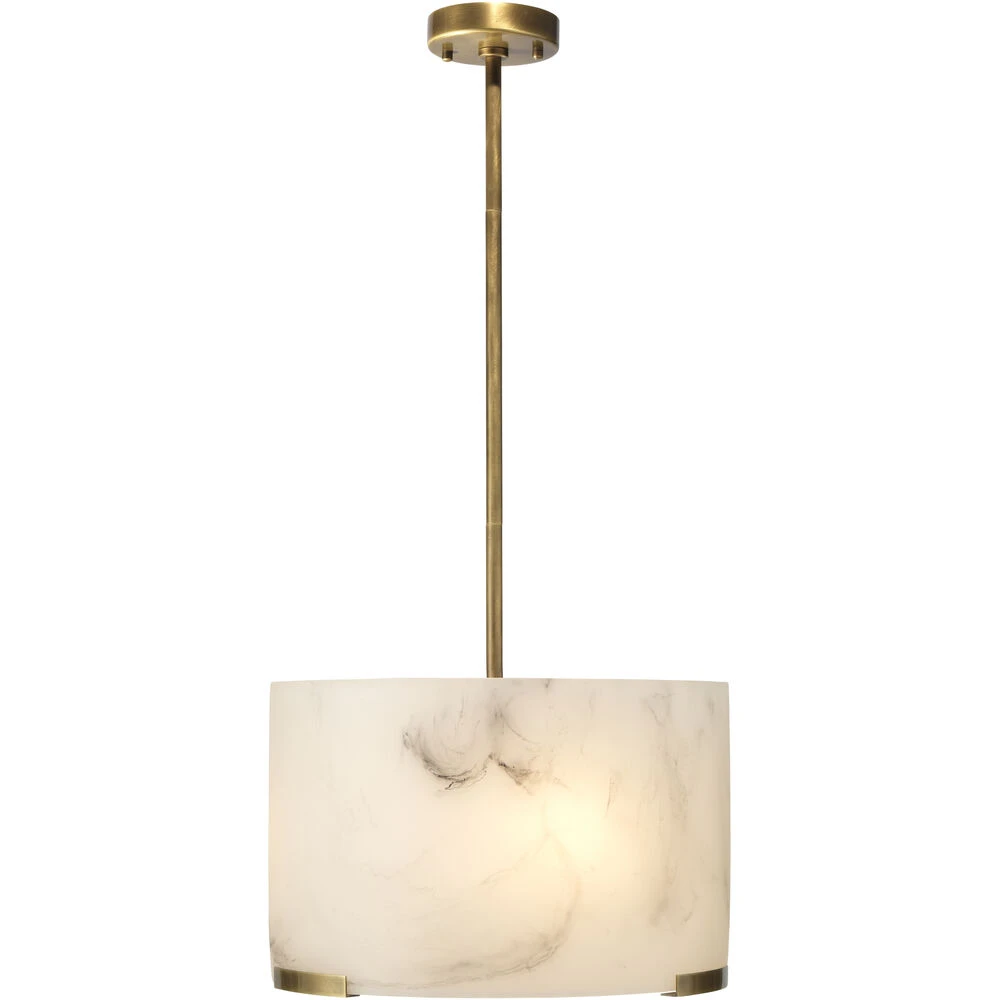 Elancourt 3 Light 17 Inch White Faux Alabaster & Antique Brass Pendant Ceiling Light 6 Elancourt 3 Light 17 Inch White Faux Alabaster & Antique Brass Pendant Ceiling Light - Image 6