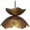 Flowering Lotus 1 Light 20 Inch Antique Gold Pendant Ceiling Light