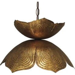 Flowering Lotus 1 Light 20 Inch Antique Gold Pendant Ceiling Light