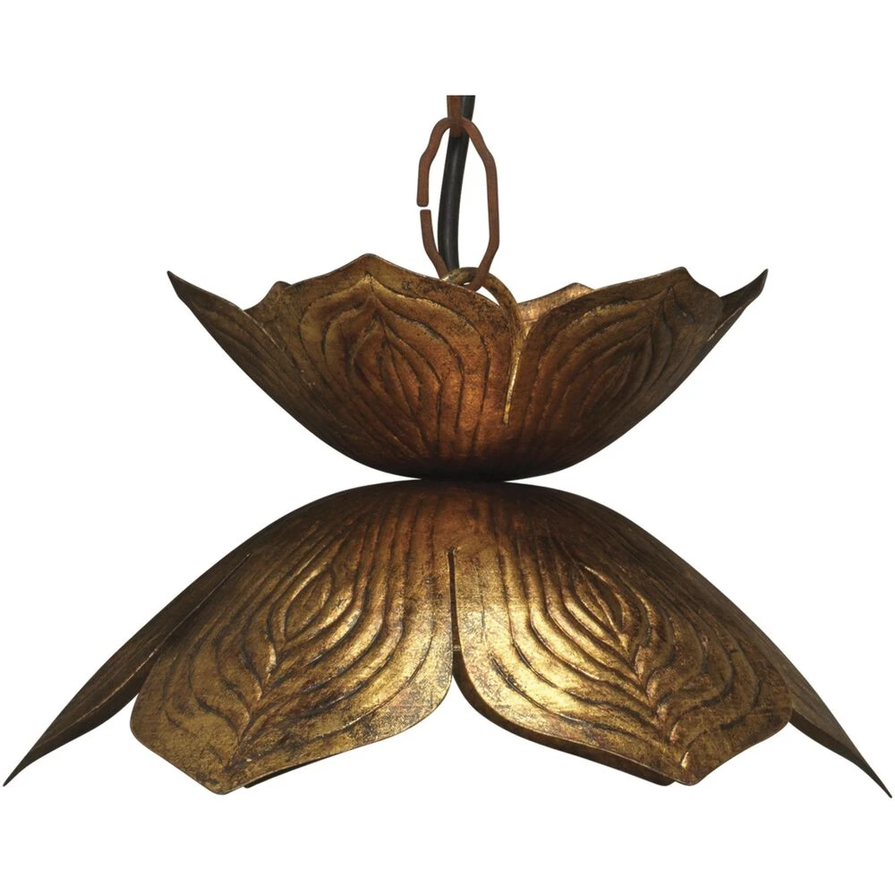 Flowering Lotus 1 Light 11 Inch Antique Gold Pendant Ceiling Light 1 Flowering Lotus 1 Light 11 Inch Antique Gold Pendant Ceiling Light