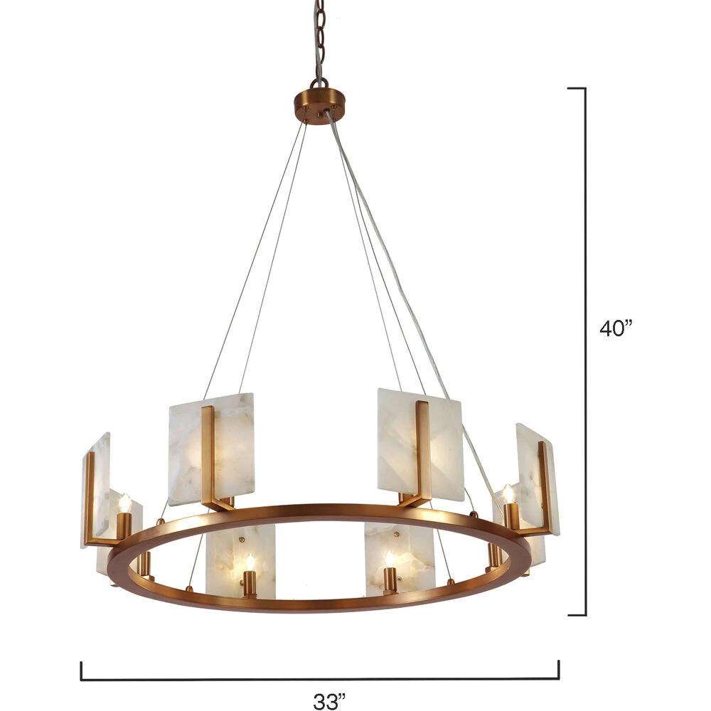Halo 8 Light 33 Inch Alabaster And Brass Chandelier Ceiling Light 2 Halo 8 Light 33 Inch Alabaster And Brass Chandelier Ceiling Light - Image 2