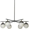 Metro 6 Light 40 Inch Faux White Alabaster And Oil Rubbed Bronze Chandelier Ceiling Light, Antique Brass Accents