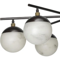 Metro 6 Light 40 Inch Faux White Alabaster And Oil Rubbed Bronze Chandelier Ceiling Light, Antique Brass Accents 6 Metro 6 Light 40 Inch Faux White Alabaster And Oil Rubbed Bronze Chandelier Ceiling Light, Antique Brass Accents -Outlet Jamie Aura Store 5metr6 chob 3