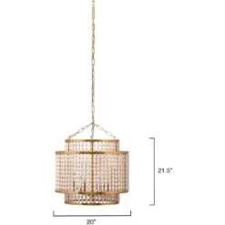 Pacific 6 Light 20 Inch Gold Beaded Chandelier Ceiling Light -Outlet Jamie Aura Store 5paci chgo 2