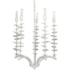 Petals 5 Light 24 Inch White Gesso Chandelier Ceiling Light