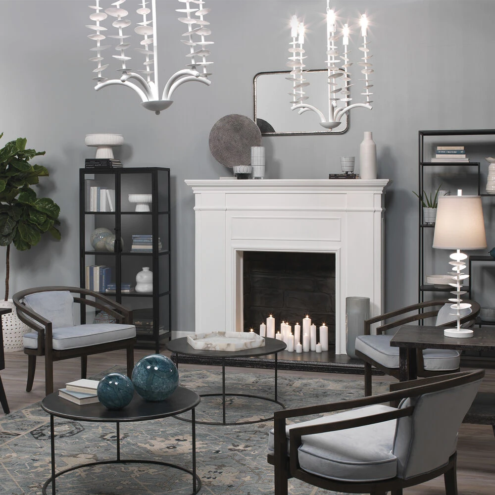 Petals 5 Light 24 Inch White Gesso Chandelier Ceiling Light 2 Petals 5 Light 24 Inch White Gesso Chandelier Ceiling Light - Image 2