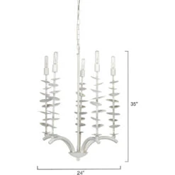 Petals 5 Light 24 Inch White Gesso Chandelier Ceiling Light -Outlet Jamie Aura Store 5peta chwh 2 1