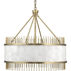 Upsala 8 Light 32 Inch Antique Brass & White Alabaster Chandelier Ceiling Light