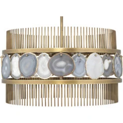 Upsala 8 Light 32 Inch Pale Lavender Agate & Antique Brass Chandelier Ceiling Light