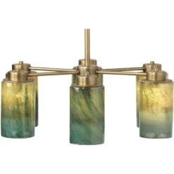 Vapor 6 Light 27 Inch Antique Brass & Vapor Glass Chandelier Ceiling Light -Outlet Jamie Aura Store 5vapo chaq 1