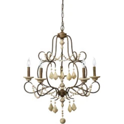Yellowstone 5 Light 29 Inch Rust And Natural Chandelier Ceiling Light