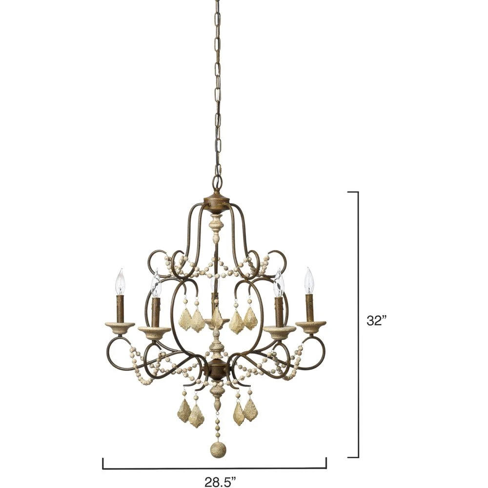 Yellowstone 5 Light 29 Inch Rust And Natural Chandelier Ceiling Light 3 Yellowstone 5 Light 29 Inch Rust And Natural Chandelier Ceiling Light - Image 3