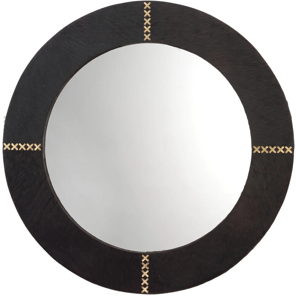 Cross Stitch 36 X 36 Inch Espresso Hide W/ Antique Brass Wall Mirror 1 Cross Stitch 36 X 36 Inch Espresso Hide W/ Antique Brass Wall Mirror