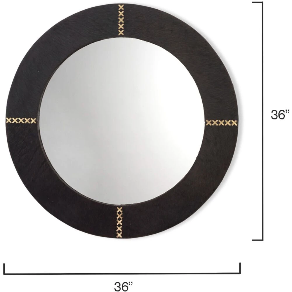 Cross Stitch 36 X 36 Inch Espresso Hide W/ Antique Brass Wall Mirror 3 Cross Stitch 36 X 36 Inch Espresso Hide W/ Antique Brass Wall Mirror - Image 3