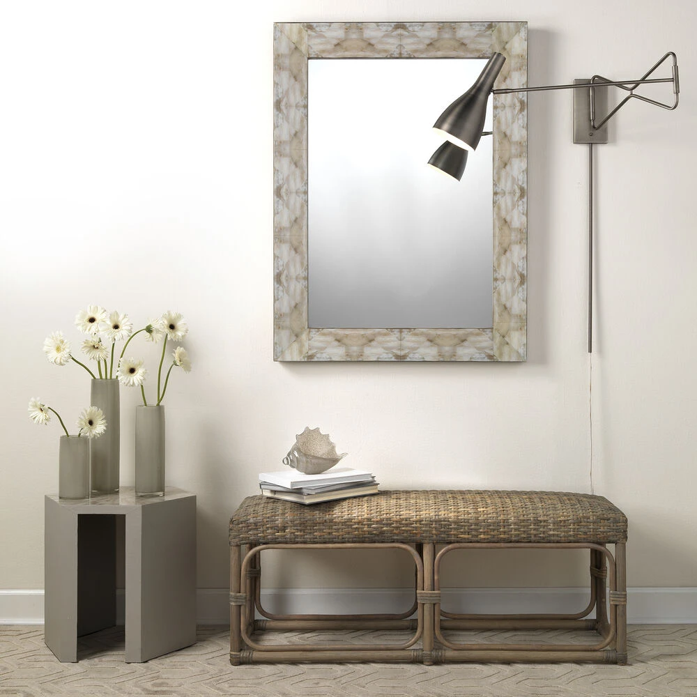 Fragment 48 X 36 Inch Light Grey & Beige Faux Horn Mirror 6 Fragment 48 X 36 Inch Light Grey & Beige Faux Horn Mirror - Image 6
