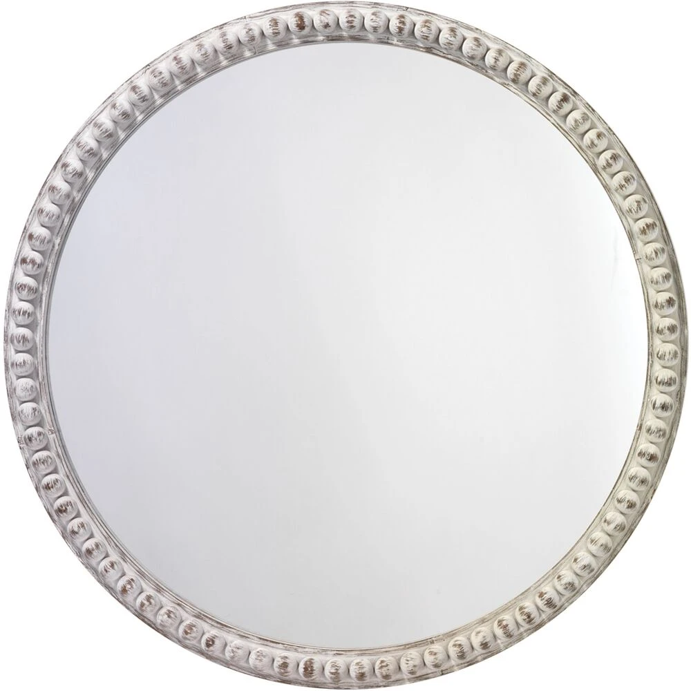 Audrey Beaded 30 X 30 Inch White Wood Mirror 1 Audrey Beaded 30 X 30 Inch White Wood Mirror