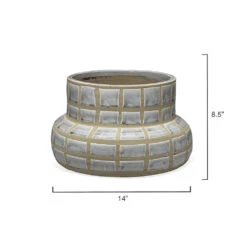 Grid Ceramic 14 X 9 Inch Vase -Outlet Jamie Aura Store 7grid vagr 2