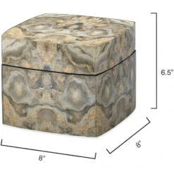 Ink Blot Curved 8 X 8 Inch Grey & Cream Lacquer Box -Outlet Jamie Aura Store 7ink cubxgr 7