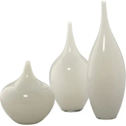 Nymph Decorative 19 X 8 Inch Vases In White Glass, Set Of 3