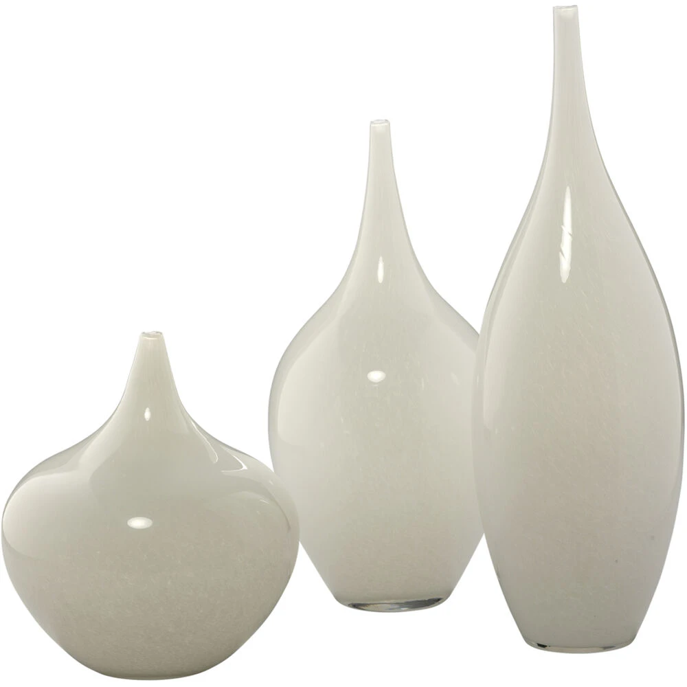 Nymph Decorative 19 X 8 Inch Vases In White Glass, Set Of 3 1 Nymph Decorative 19 X 8 Inch Vases In White Glass, Set Of 3