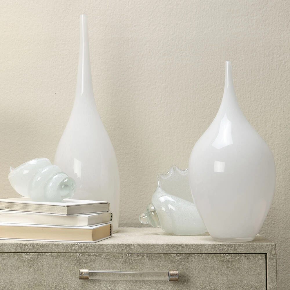 Nymph Decorative 19 X 8 Inch Vases In White Glass, Set Of 3 2 Nymph Decorative 19 X 8 Inch Vases In White Glass, Set Of 3 - Image 2