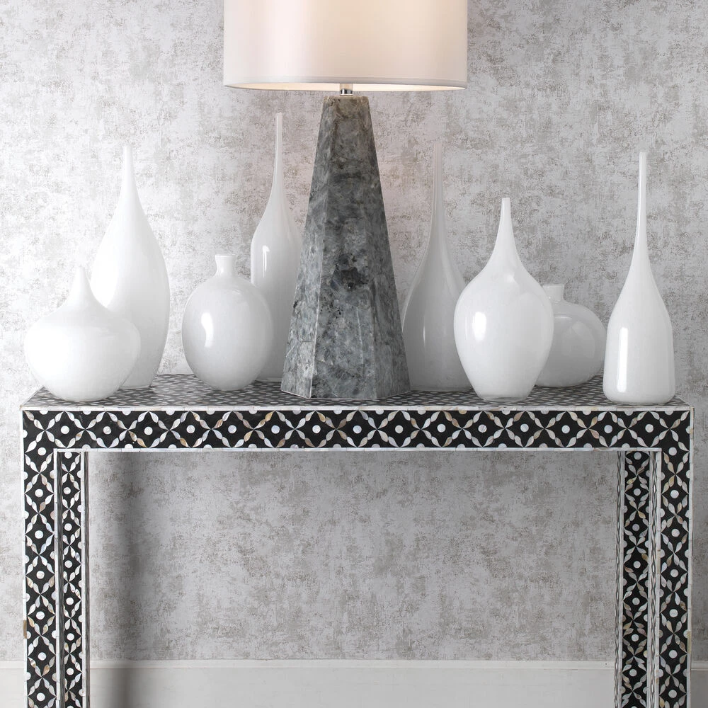 Nymph Decorative 19 X 8 Inch Vases In White Glass, Set Of 3 10 Nymph Decorative 19 X 8 Inch Vases In White Glass, Set Of 3 - Image 10