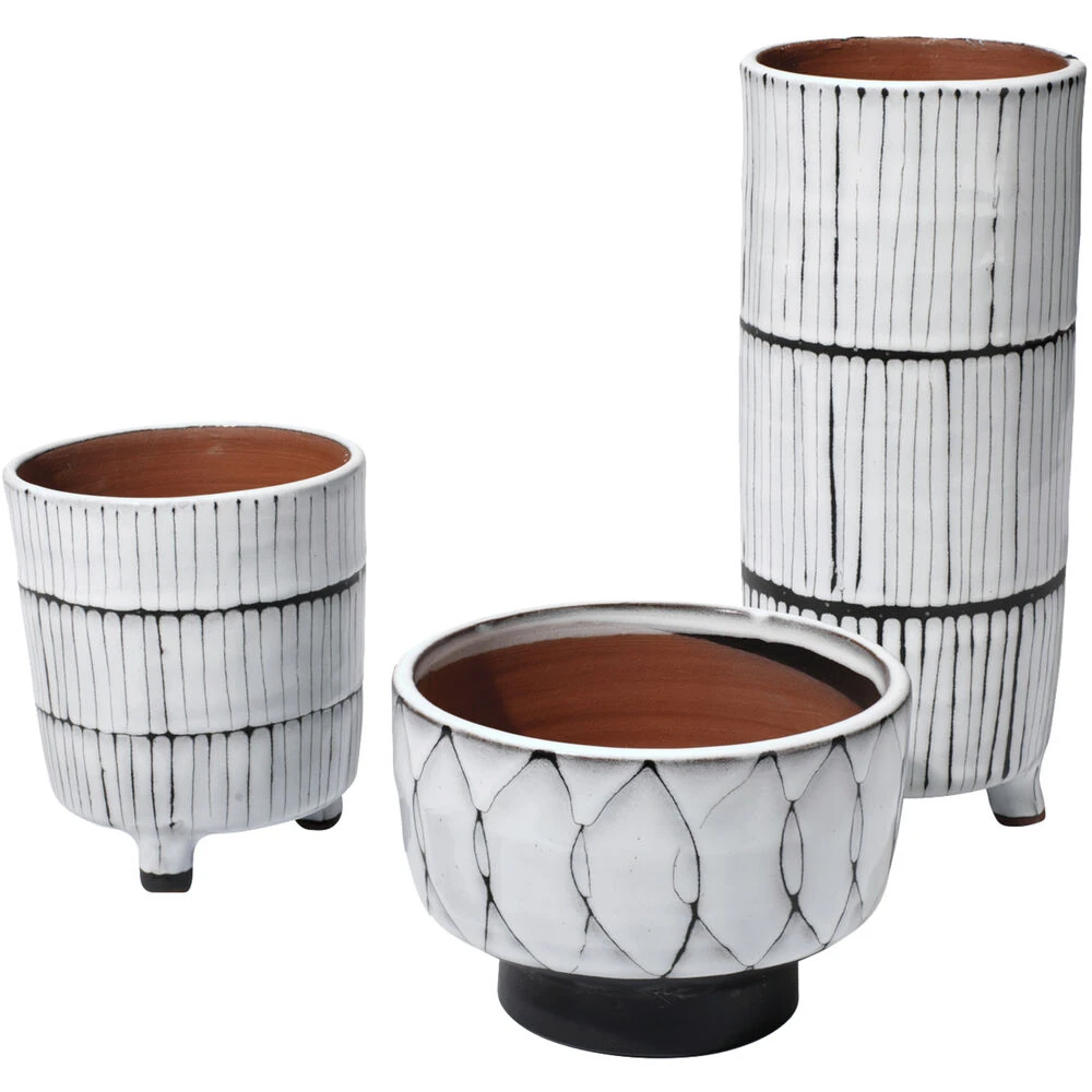 Striae 12 X 5 Inch Vessels, Set Of 3 1 Striae 12 X 5 Inch Vessels, Set Of 3