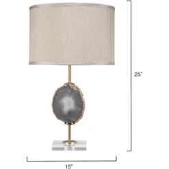 Agate 25.5 Inch 100.00 Watt Natural Lavendar Agate & Antique Brass Table Lamp Portable Light -Outlet Jamie Aura Store 9agatelvbr 2 1