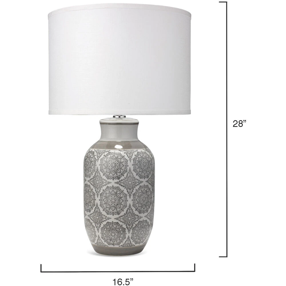 Beatrice 28 Inch 150.00 Watt Grey Patterned Ceramic Table Lamp Portable Light 3 Beatrice 28 Inch 150.00 Watt Grey Patterned Ceramic Table Lamp Portable Light - Image 3