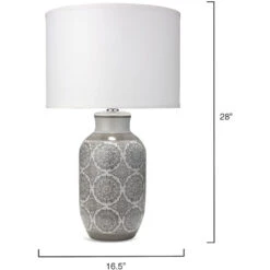 Beatrice 28 Inch 150.00 Watt Grey Patterned Ceramic Table Lamp Portable Light 5 Beatrice 28 Inch 150.00 Watt Grey Patterned Ceramic Table Lamp Portable Light -Outlet Jamie Aura Store 9beatgrd131c 5