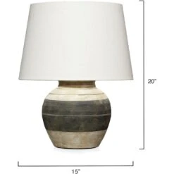 Bernard 20 Inch 150 Watt Beige And Dark Grey Table Lamp Portable Light -Outlet Jamie Aura Store 9bernardbedg 2