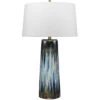 Brushstroke 31 Inch 100.00 Watt Aqua / Dark Blue / Metallic Ombre Reactive Glaze Table Lamp Portable Light