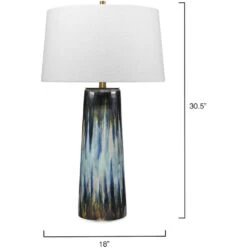 Brushstroke 31 Inch 100.00 Watt Aqua / Dark Blue / Metallic Ombre Reactive Glaze Table Lamp Portable Light -Outlet Jamie Aura Store 9brushaqbl 5 1