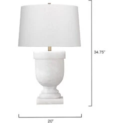 Carnegie 35 Inch 60.00 Watt White Faux Alabaster Table Lamp Portable Light -Outlet Jamie Aura Store 9carnegiewh 5