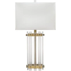 Grammercy 28 Inch 150.00 Watt Acrylic & Antique Brass Table Lamp Portable Light