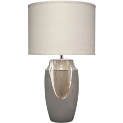 Landslide 32 Inch 150.00 Watt Matte Grey W/ Beige & White Drip Table Lamp Portable Light