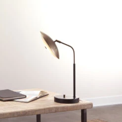 Marvin 20 Inch 7.00 Watt Brushed Brass & Matte Black Desk Lamp Portable Light -Outlet Jamie Aura Store 9marvintlbk 3 1