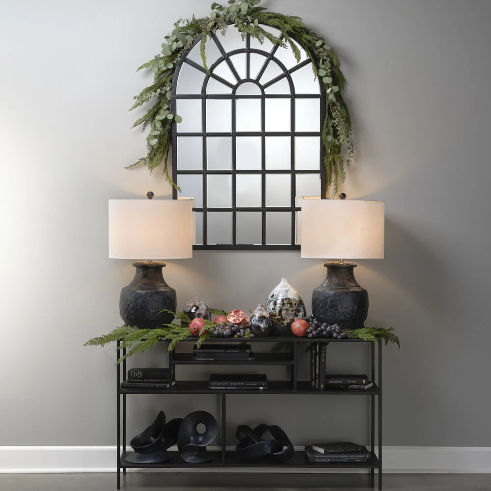 Masonry 27.5 Inch 150.00 Watt Textured Charcoal Plaster Table Lamp Portable Light 5 Masonry 27.5 Inch 150.00 Watt Textured Charcoal Plaster Table Lamp Portable Light - Image 5